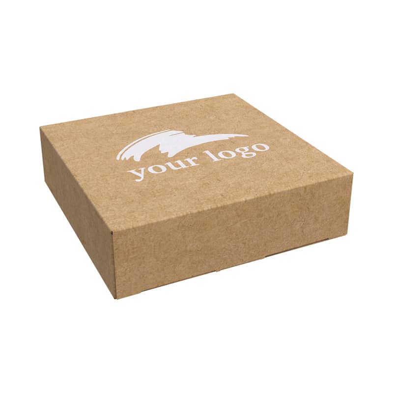 Raw Kraft Tuck Box with Logo  (85 x 85 x 23 mm)